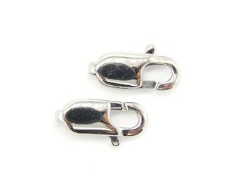 13 x 6 mm, Medium 304 Stainless Steel Lobster Claw Clasps, Oval, Stainless Steel Color, Hole: 1 mm (1 or 10 Pc.)