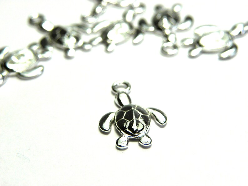 1 Pc. 16 mm Solid Sterling Silver 925 Turtle Charm Pendant