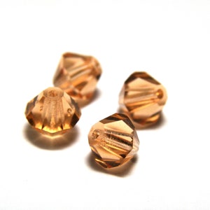 6 mm Czech Superior Crystals MC Faceted Bicone Beads, Faceted Bohemian Glass Beads - Light Peach - 20 or 100 Beads