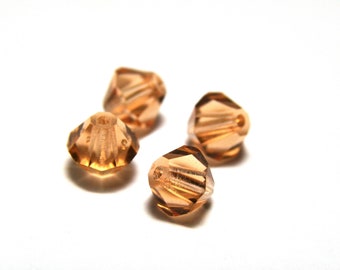 6 mm Czech MC Faceted Glass Bicone Beads - Light Peach