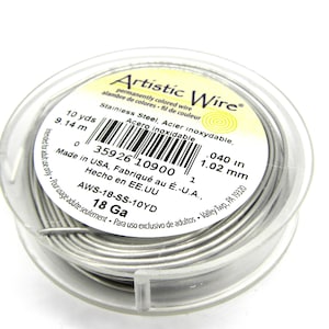 1,0 mm - 18 GA - Filo in acciaio inossidabile duro Beadalon - Filo artistico per artigianato/gioielleria - 9,14 m (10 Yd) - Argento