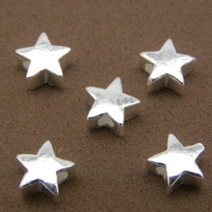 5 mm Small Solid 925 Sterling Silver Stars, Mini Star Beads 2, 5 or 25 Beads 5 beads