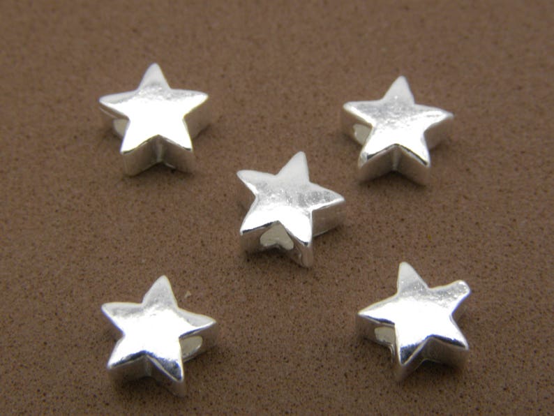 5 mm Small Solid 925 Sterling Silver Stars, Mini Star Beads 2, 5 or 25 Beads 5 beads