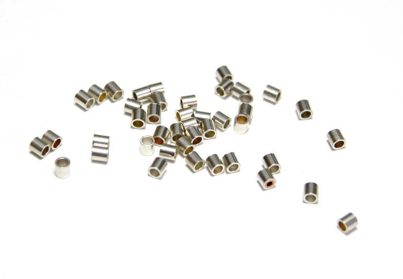 2 x 2 mm Large Sterling Silver 925 Crimp Beads, Spacer Beads, Large 925 Sterling Silver Tube Crimps 25 or 100 Pc. image 1