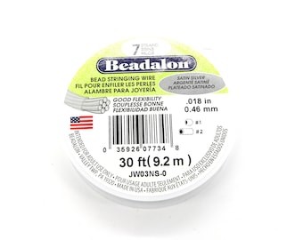0.46 mm (.018 inch) Beadalon 7-Strand Flexible Beading Wire - 9.2 m - Satin Silver