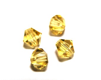 6 mm Czech MC Faceted Glass Bicone Beads - Light Colorado Topaz