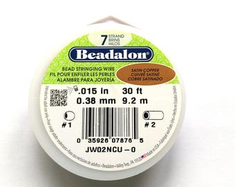 Fil de perlage en acier inoxydable à 7 brins Beadalon de 0,38 mm (0,015 pouce) recouvert de nylon - 9,2 m (30 pi) de cuivre satiné