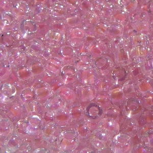 11/0 (2 mm) Miyuki Round Seed beads (10 g) - Pink Lined Crystal AB - Miyuki Colour 55