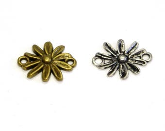 16 mm Vintage Flower Links Connectors - Antique Silver, Antique Gold  - 4 pc