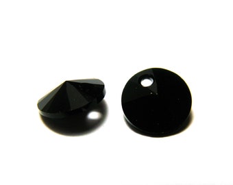 8 mm Swarovski® 6428 Rivoli Pendant- Genuine Austrian Crystal - Jet Black (5 Pc.)