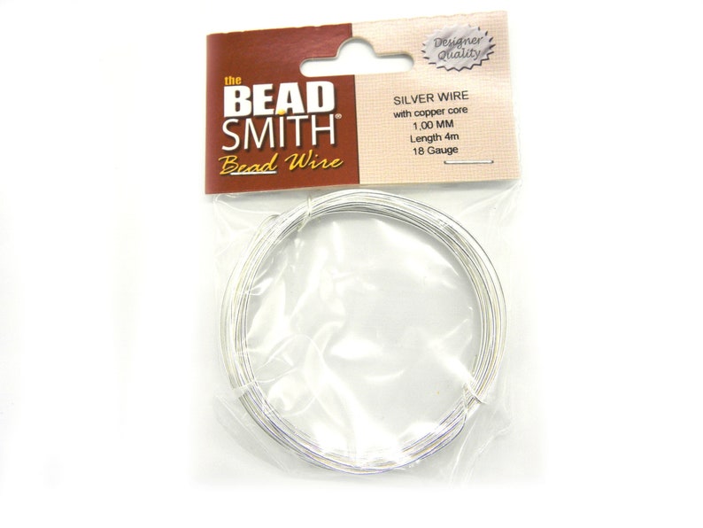 The Bead Smith Designer Quality German-Style Round Craft/Jewellery Wire Silver Plated 1.0 mm (18 GA)