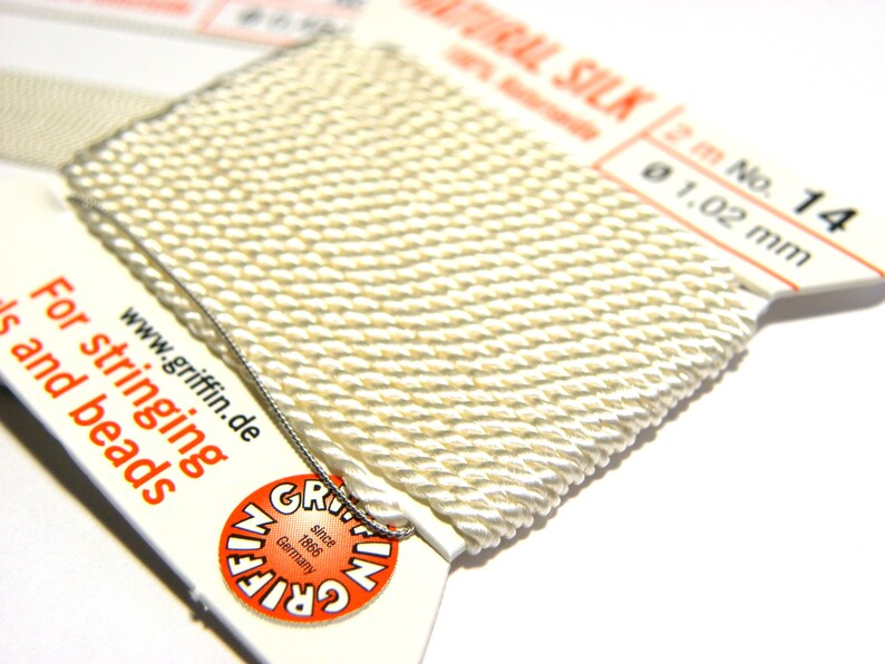 2m Griffin Natural Silk Bead Cord Perlseide mit Nadel Weiß Etsy.de