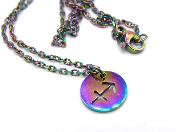 Charm zodiaque rond gravé 12 mm en acier inoxydable, pendentif