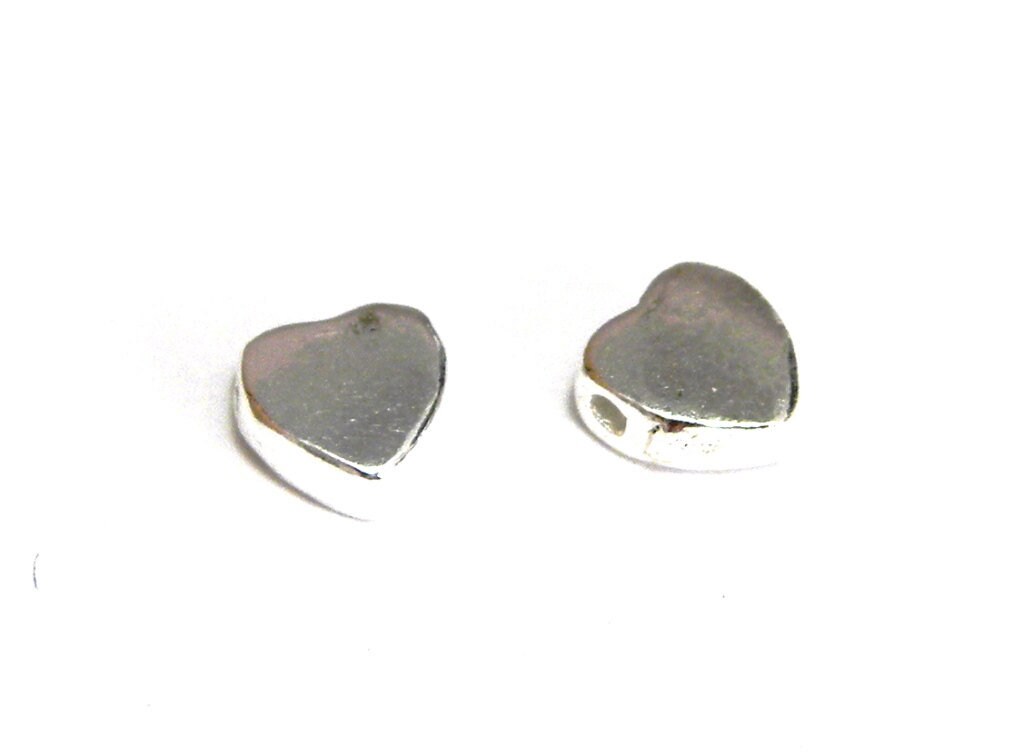 5 mm Small Solid 925 Sterling Silver Hearts, Mini Heart Beads with Lateral Hole - 2, 5 or 25 Beads