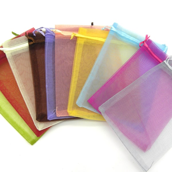 Sacchetto medio in organza semplice da 10 x 15 cm (4 x 6 pollici), sacchetti regalo in tessuto, buste regalo - Scelta del colore - 5 pezzi