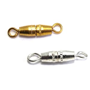 18 x 3.5 mm Brass Barrel Screw Clasp, Screw-On Clasp for Necklaces - Silver or Gold Colour