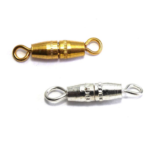 18 x 3.5 mm Brass Barrel Screw Clasp, Screw-On Clasp for Necklaces - Silver or Gold Colour