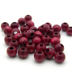 5 mm Mid-Size Round Wooden Beads - Jewellery-Quality- Red-Pink - 40 Beads
