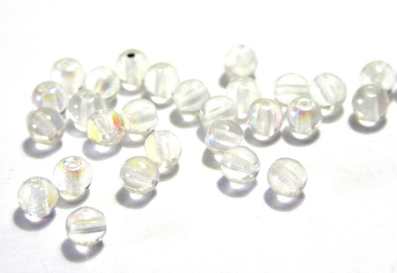 Perline rotonde in vetro ceco da 4 mm, perline pressate rotonde Boho Crystal AB immagine 1