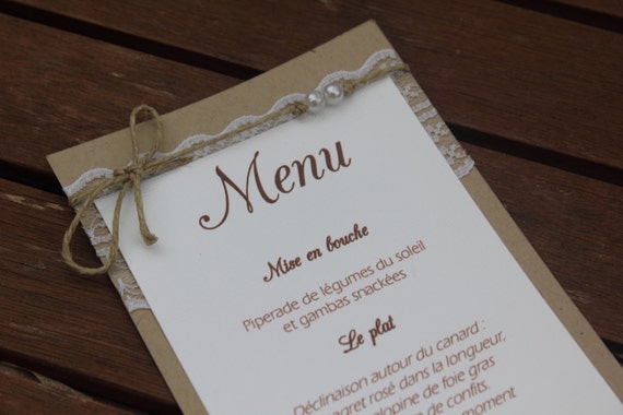 Menu 2 gamme Mariage champêtre chic | Etsy