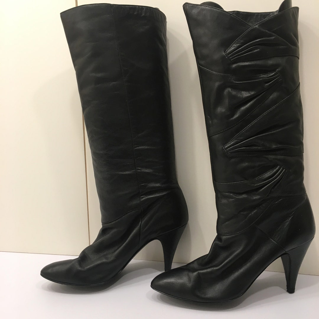 Women's Vintage Latinas Black Leather Boots - Etsy