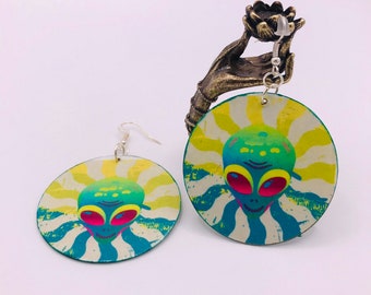 Trippy Hippie Alien Dangle Earrings
