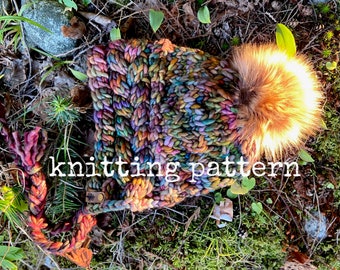 Lucia Hat Knitting Pattern: Cabled Brim Beanie (PDF Pattern)