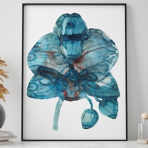 Orchidée fleur plante tropicale peinture abstraite feuille aquarelle impression feuilles maison plante mur affiche illustration chambre art cadeau botanique