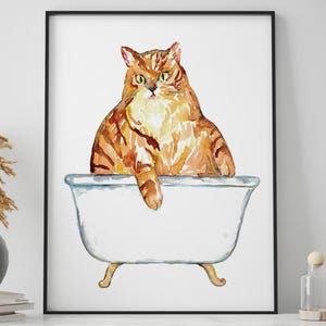 SPA Cat Tabby Painting Wall Poster Watercolor Art Decor Print Pet ...