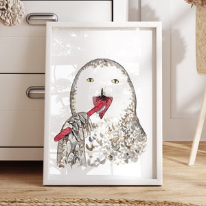 Eule Zähneputzen Bad Aquarell Malerei Druck Kunst Badezimmer Zimmer Waschraum Zahnbürste Baby Wald Tier Wild Wand Poster Dekor Vogel