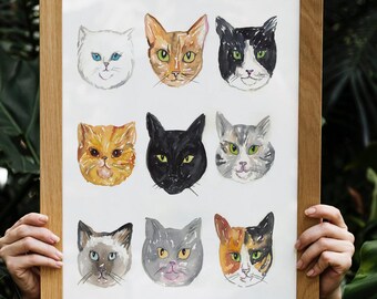 ラベル付き子猫の顔 - シンプルでかわいいニュートラルなウォール