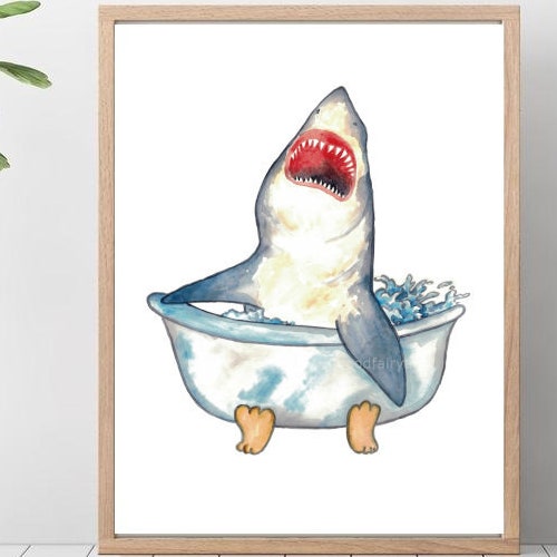 Pelican Taking Bath Watercolor Painting Print Art Bathroom Etsy