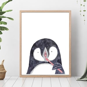 Pinguin Zähne Putzen Bad Aquarell Malerei Druck Kunst Badezimmer Zimmer Waschzimmer Zahnbürste Meer Meer Meer Meer Wand Poster Dekor modern