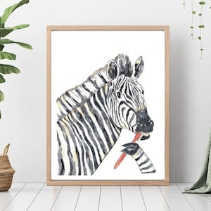 Zebra Zähne Putzen Bad Aquarell Malerei Druck Kunst Badezimmer Zimmer Waschtisch Zahnbürste Baby Zoo Safari Tier Wand Poster Dekor modern