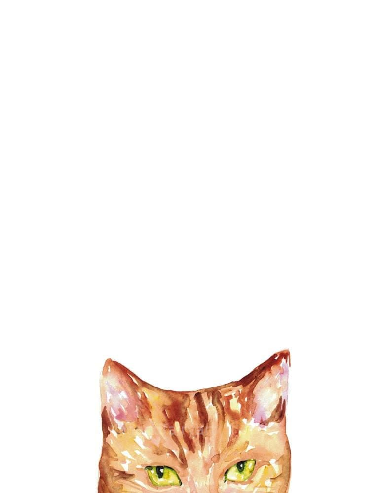 Set of 2 Orange Cat Peeking Painting Wall Poster Watercolor Art ...