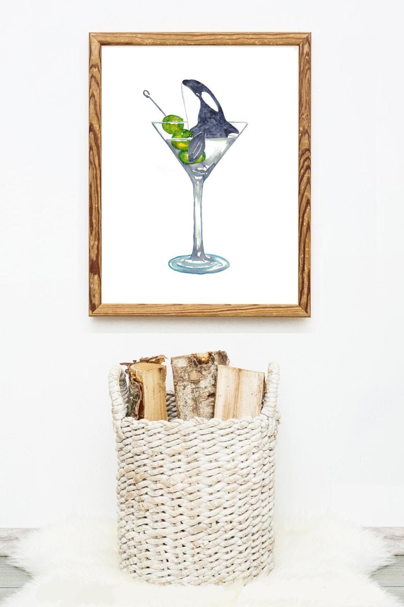 Orca In A Martini Glass Stock Illustration