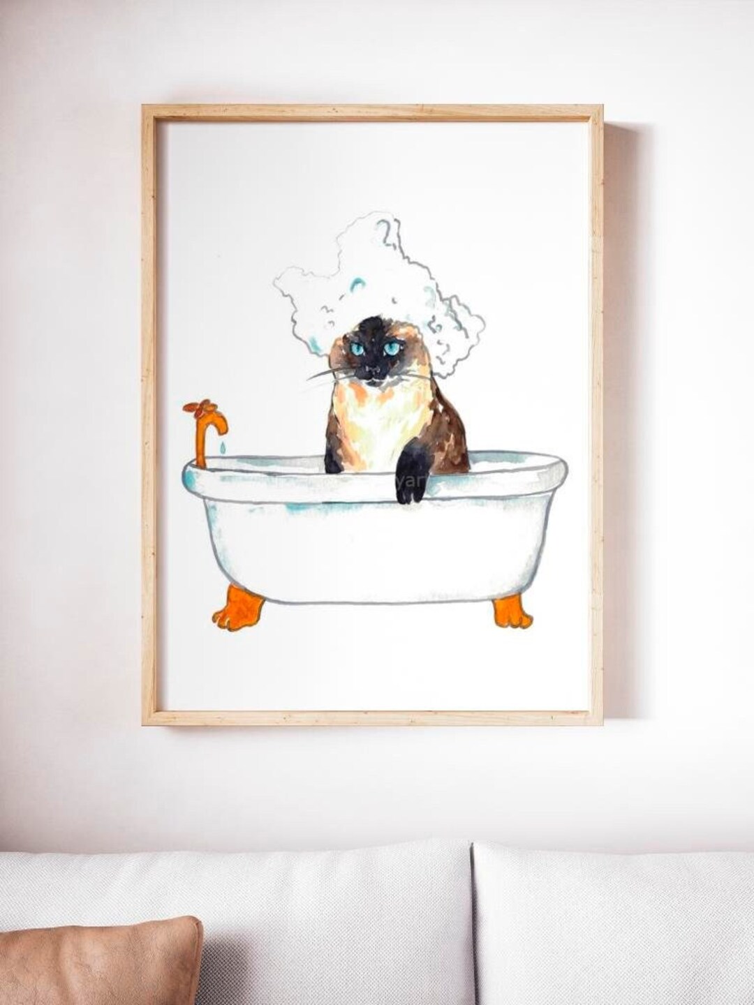 SPA Cat Siamese Tabby Painting Wall Poster Watercolor Art Decor Print ...