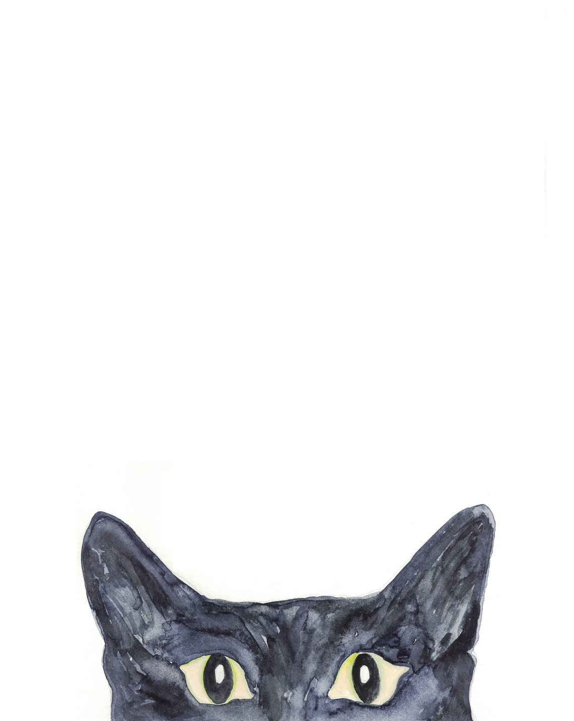 Black Cat Peeking Painting Wall Poster Watercolor Art Colorful Stripe ...