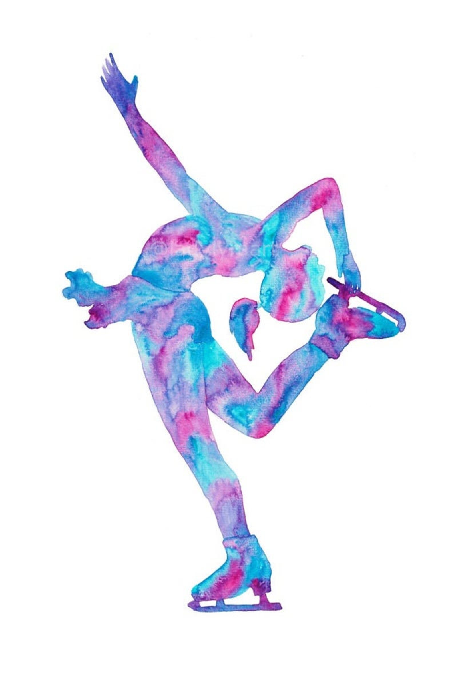 Ice Skating Watercolor Print Girl Ice Skating Wall Art Sports Etsy Canada