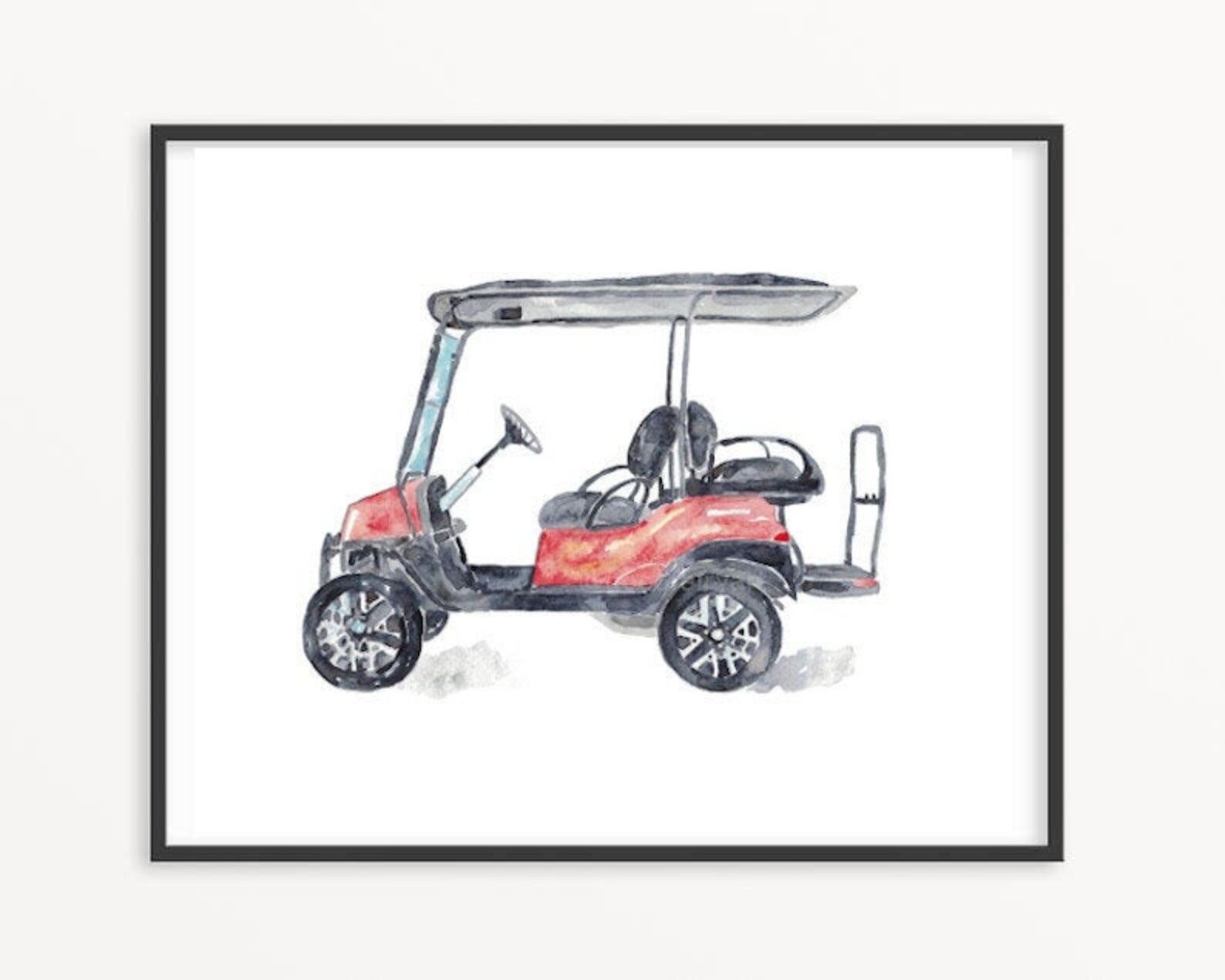 Golf Cart Print Kids Room Wall Decor Painting Watercolour Ink - Etsy