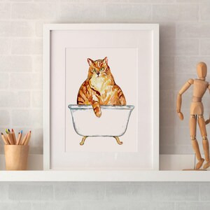 SPA Cat Tabby Painting Wall Poster Watercolor Art Decor Print Pet ...