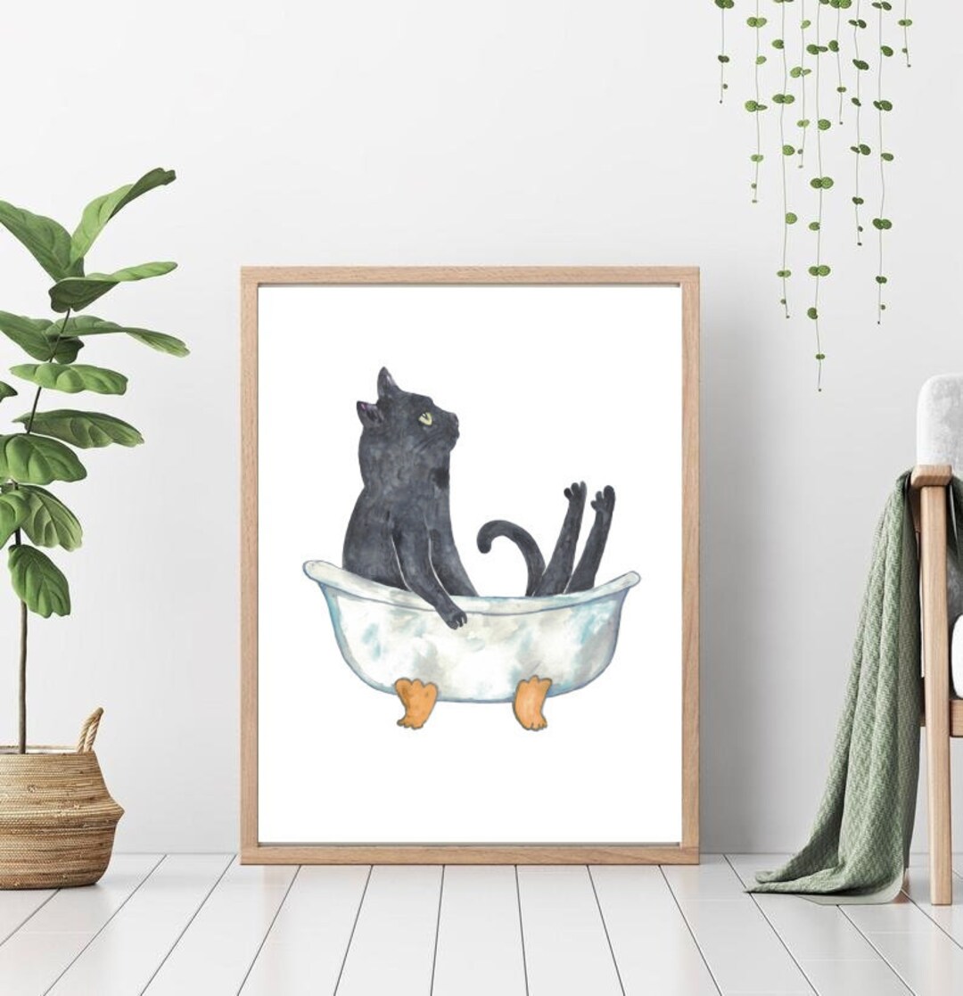 SPA Cat Tabby Painting Wall Poster Watercolor Art Decor Print Pet ...