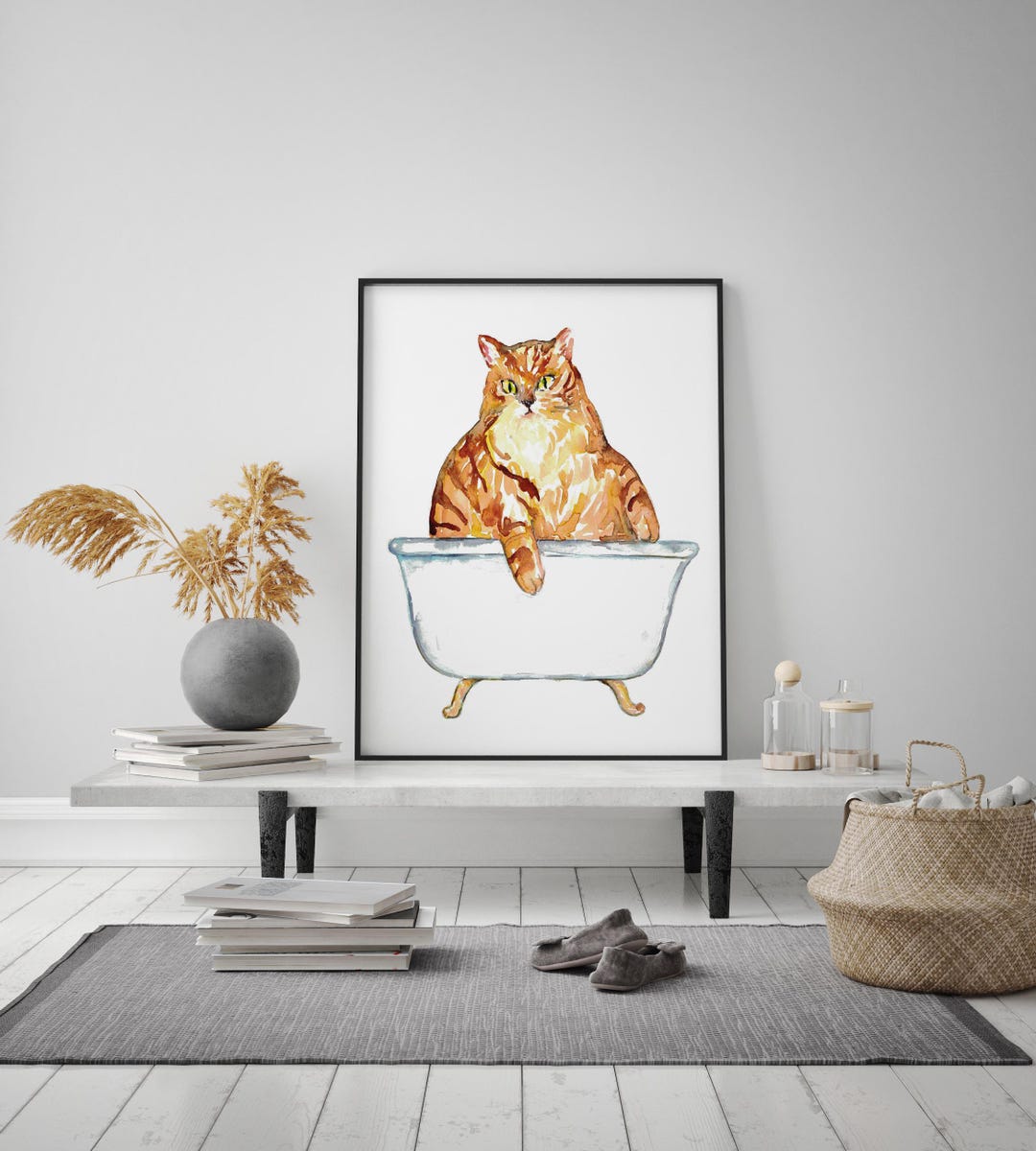 SPA Cat Tabby Painting Wall Poster Watercolor Art Decor Print Pet ...