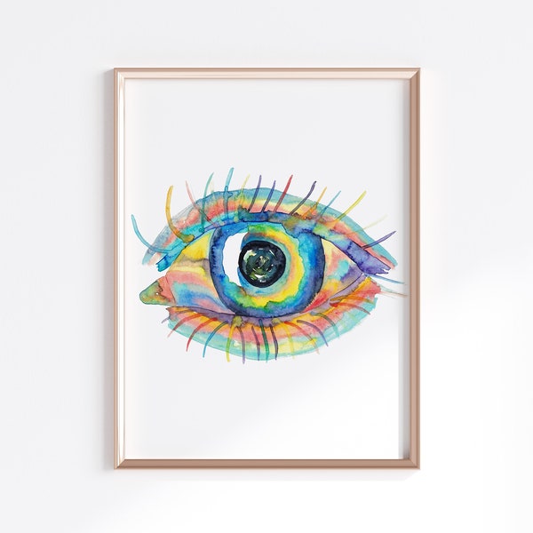 Human Eye Anatomy Art Print Optometry Watercolor Watercolour Poster Ophthalmology illustration Medical Art Wall Clinic Decor painting