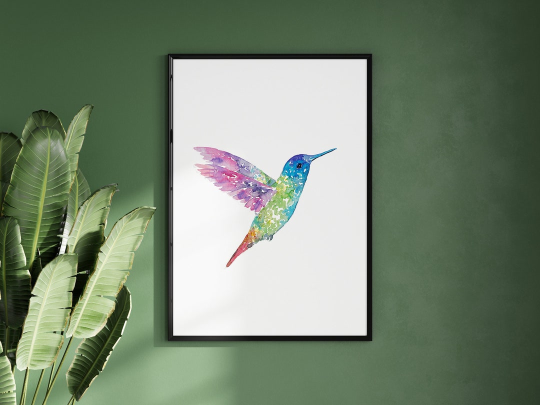 Hummingbird Painting Wall Poster Watercolor Art Decor Print Drawing ...