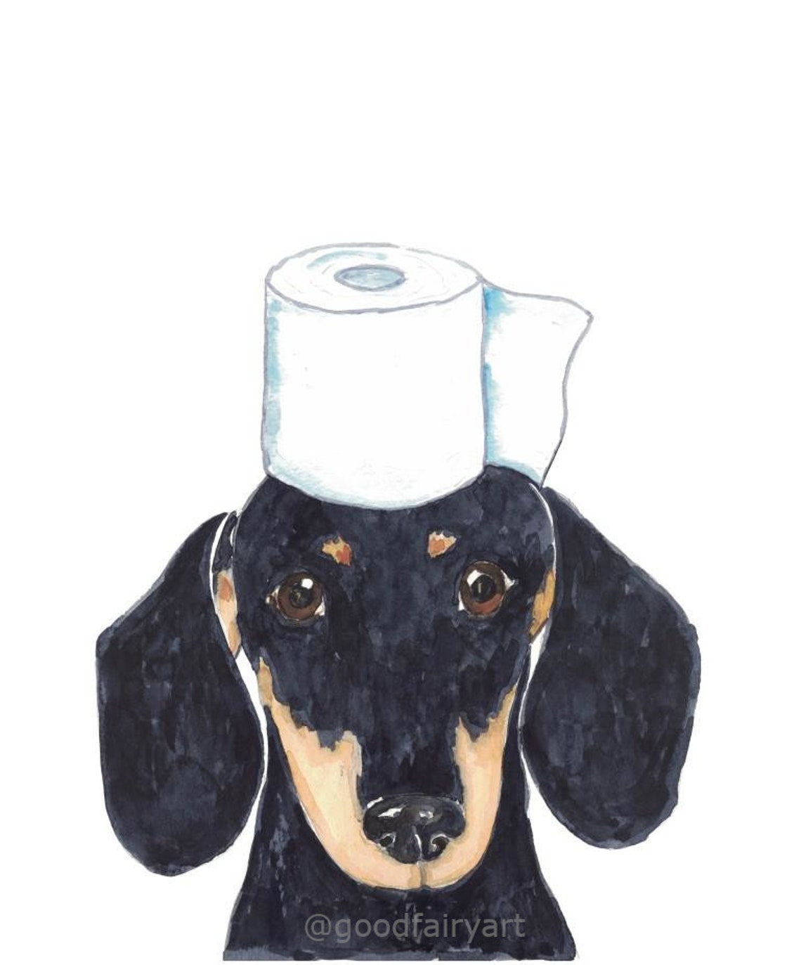 Set of 3 Dachshund Dog Toilet Painting Wall Poster Watercolor Art Decor ...