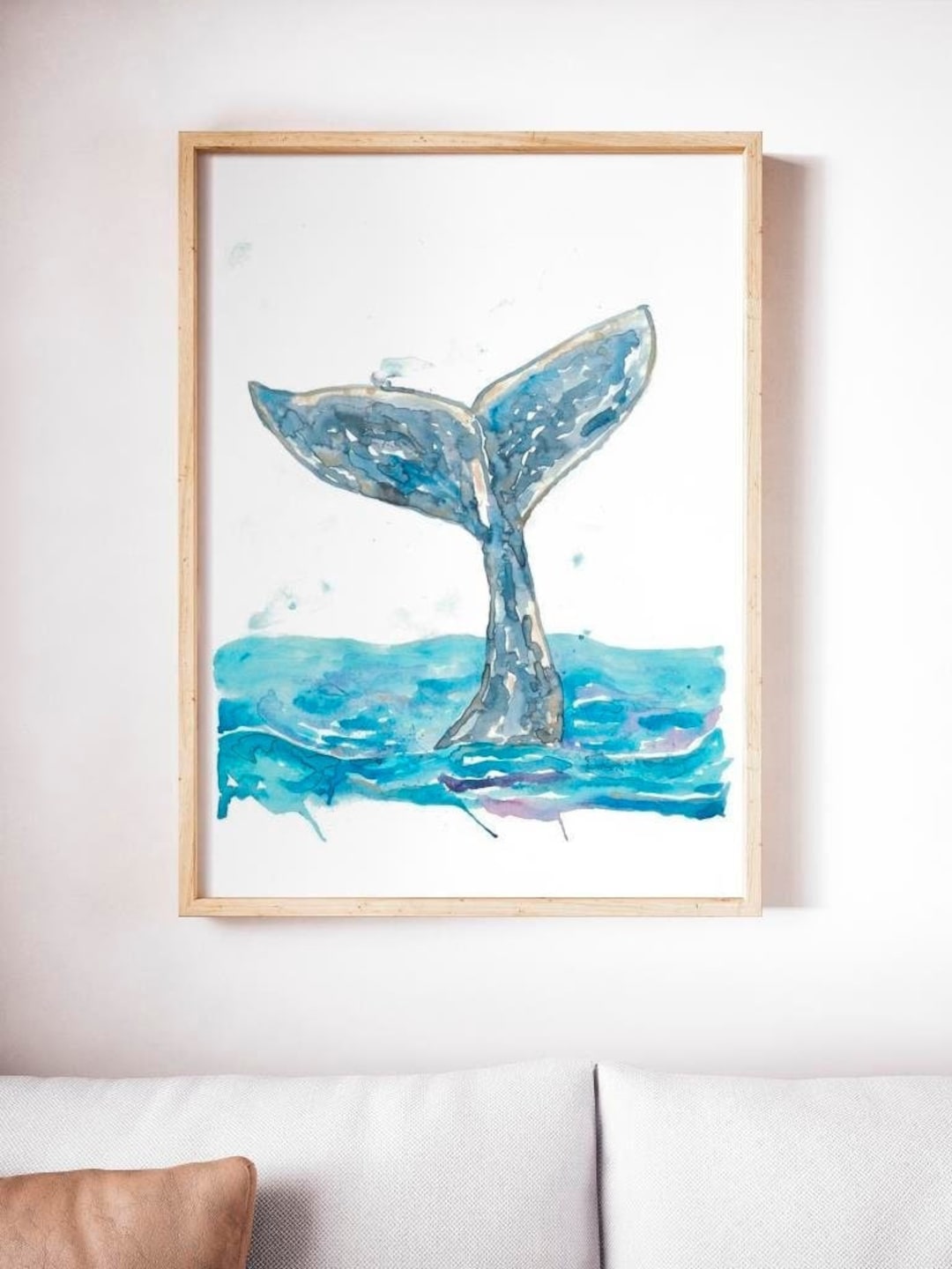 Humpback Whale Tail Watercolor Painting Print Art, Animal, Illustration ...