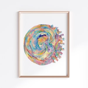 Feto Arte Impresión Acuarela Mujer Embarazada Cartel Médico Ginecología Partería Obstetricia OBGYN Pared embarazo Membranas Fertilidad