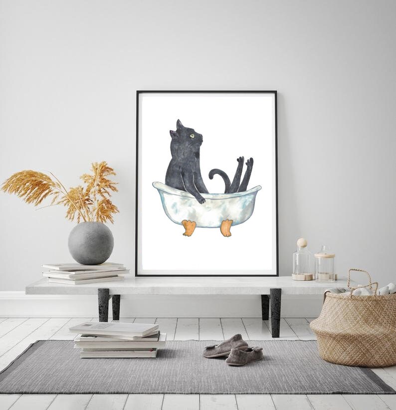SPA Cat Tabby Painting Wall Poster Watercolor Art Decor Print Pet ...