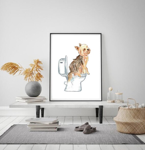  Poster of Yorkie, Yorkshire Terrier High Fashion Design Wall  Art - Glam Decor for Women, Girls Room, Teens Bedroom - Designer Luggage -  Blue Gift for Dog Lovers - Luxury Haute